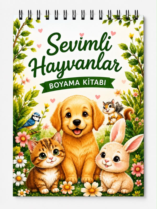Sevimli Hayvanlar Boyama Kitabı - Çocuklar İçin Boyama Kitabı